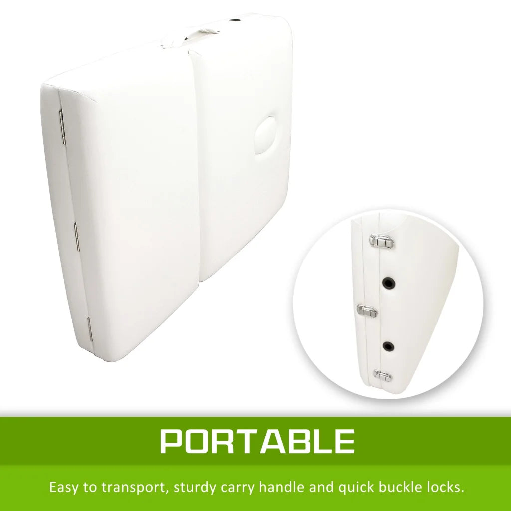 Beauty Massage Table Bed 3-Fold 70cm Portable - White