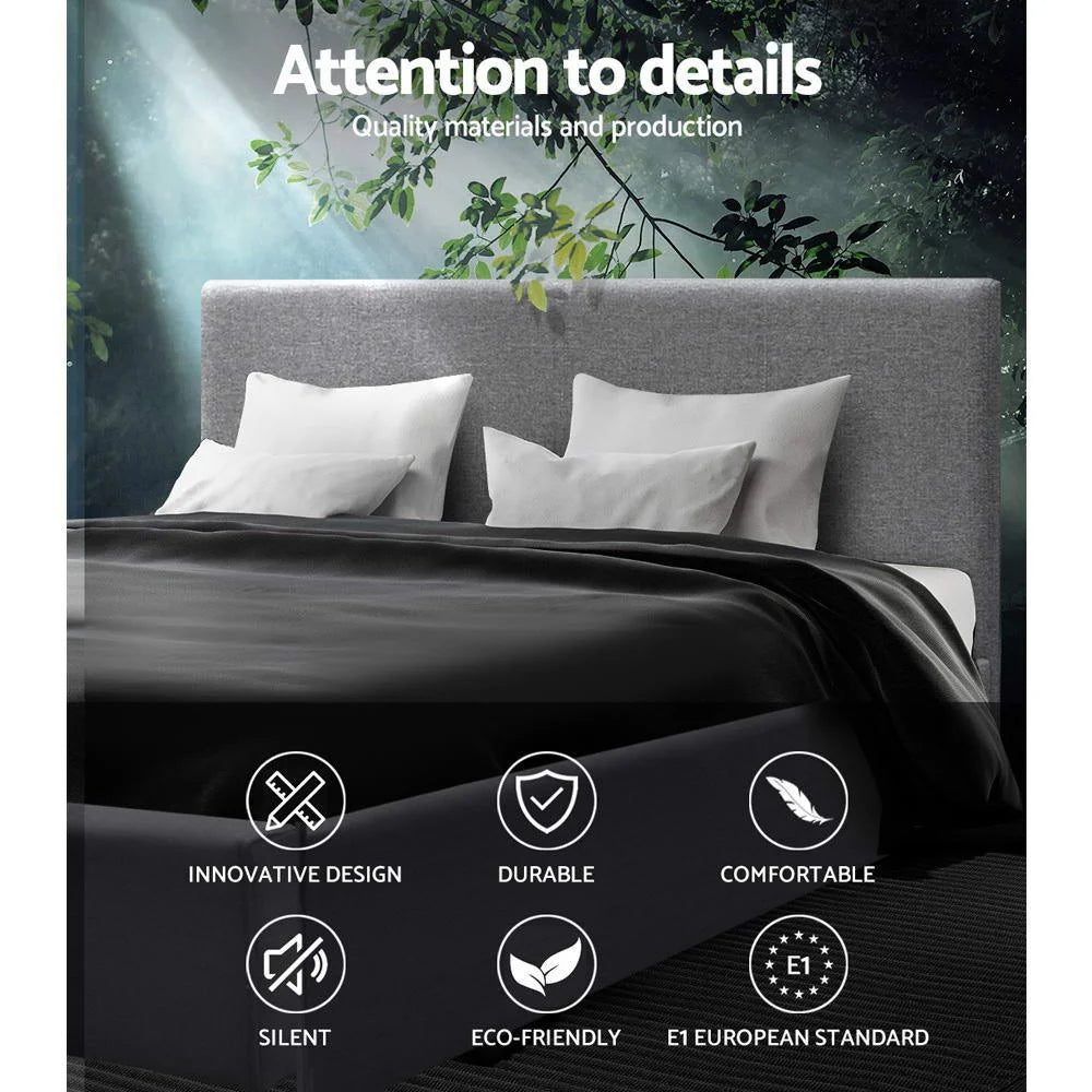 Bed Frame Double Fabric Grey - Bedroom