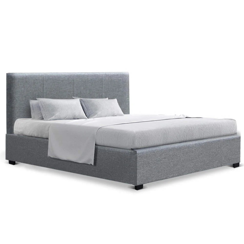 Bed Frame Double Fabric Grey - Bedroom