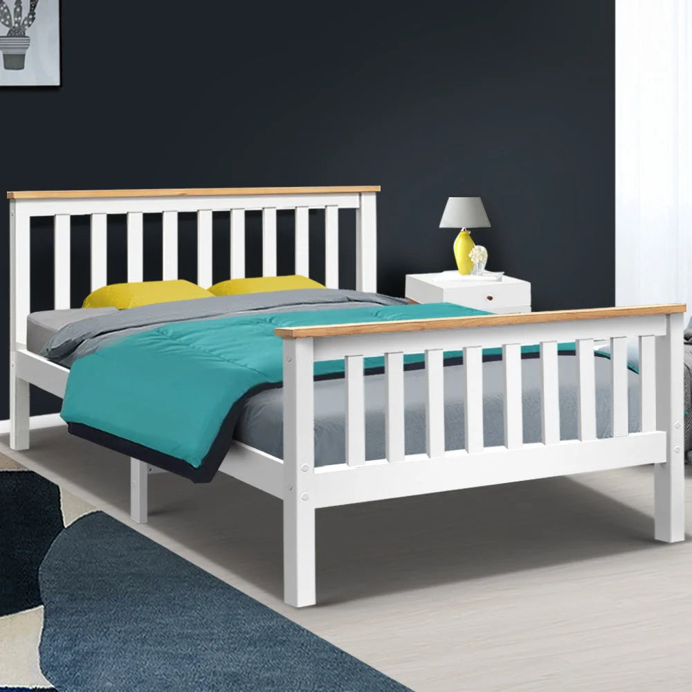 Bed Frame Double Full Size Wooden Pine Timber Mattress Base