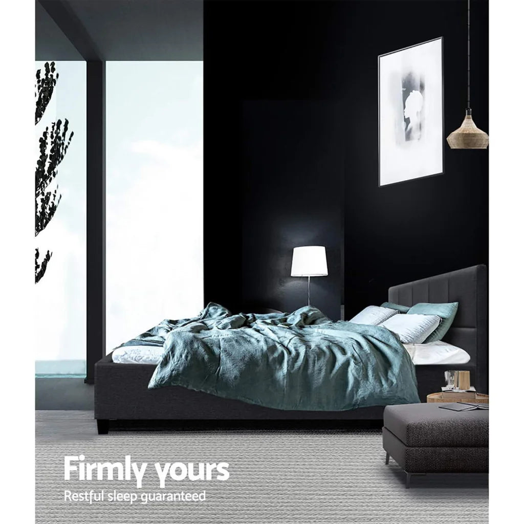 Bed Frame Double Size Base Mattress Platform Fabric Wooden