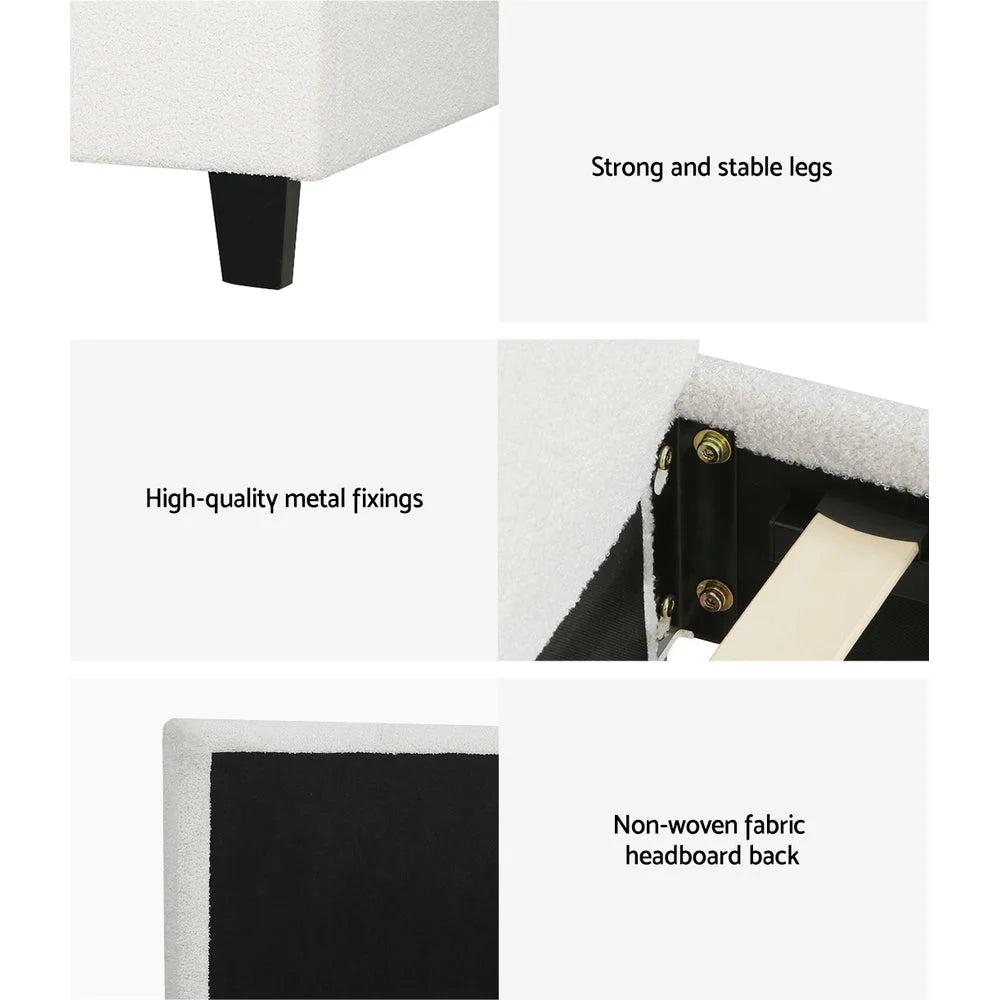 Bed frame with double size boucle neo mattress