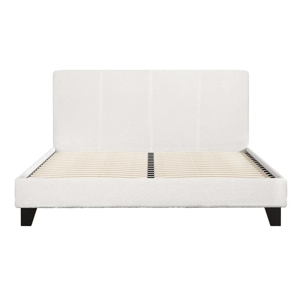 Bed frame with double size boucle neo