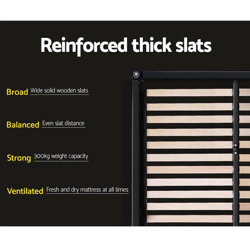 Bed Frame Double Size Fabric Base Wooden Mattress VANKE