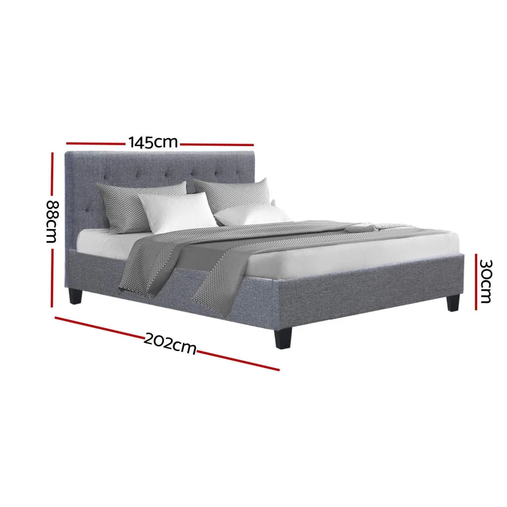 Bed Frame Double Size Fabric Base Wooden Mattress VANKE