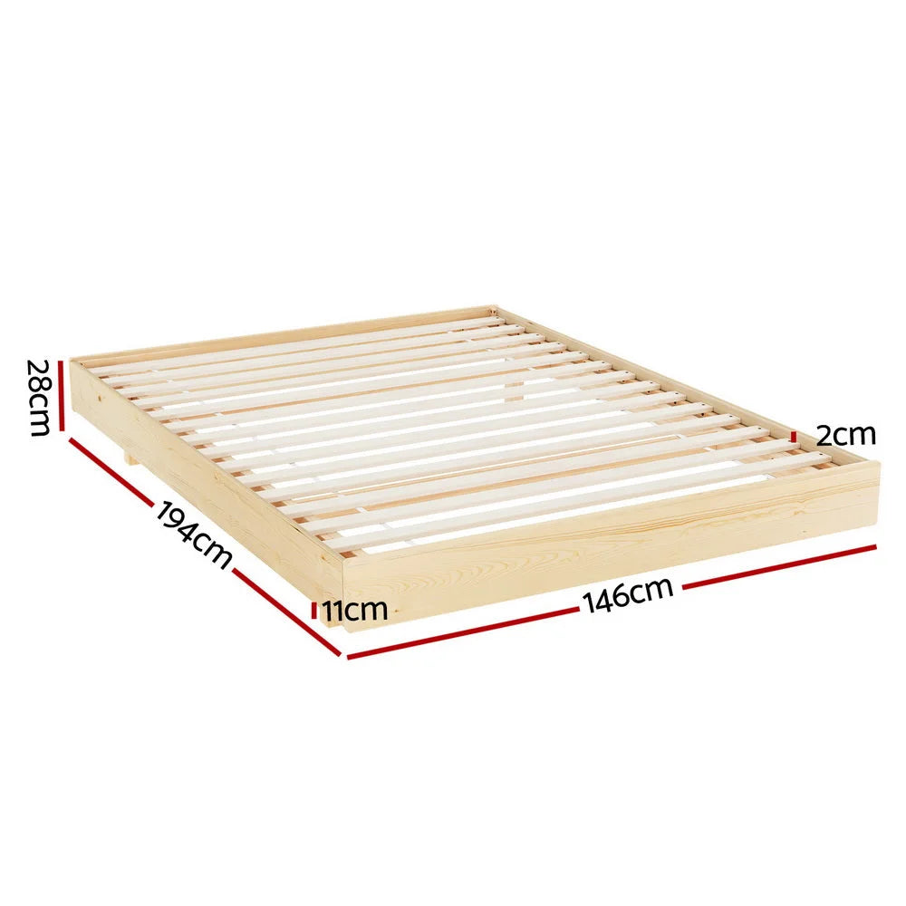Bed Frame Double Size Floating Wooden Mattress Base