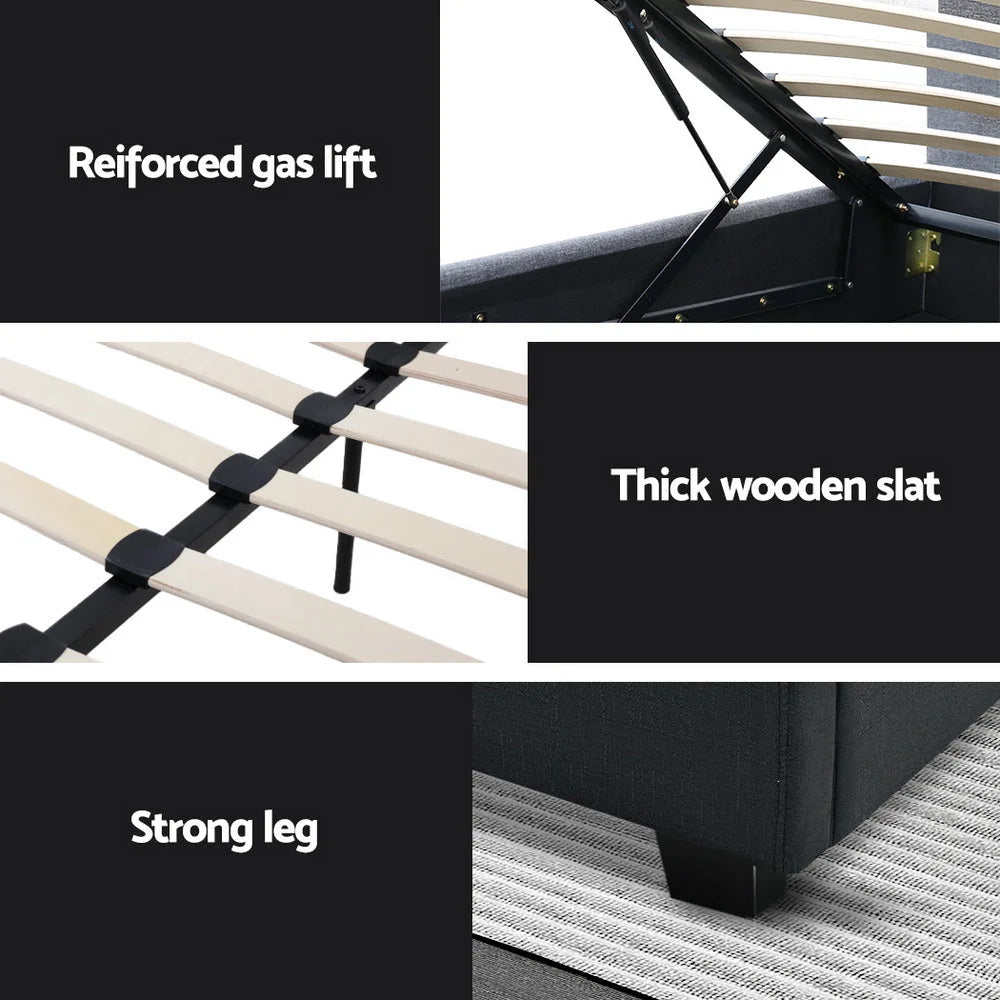 Bed Frame Double Size Gas Lift with Storage Fabric