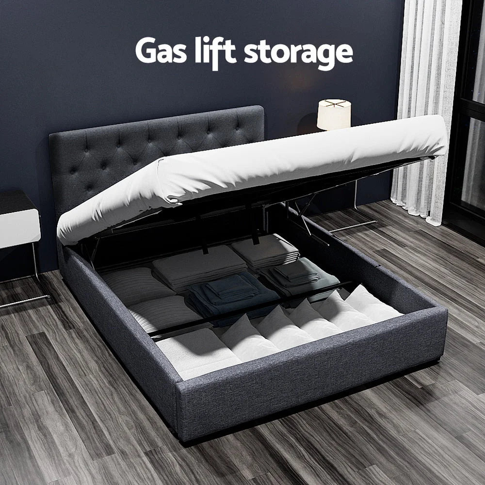 Bed Frame Double Size Gas Lift with Storage Fabric