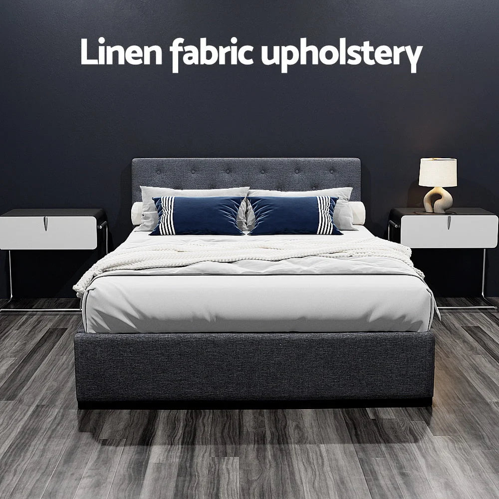 Bed Frame Double Size Gas Lift with Storage Fabric