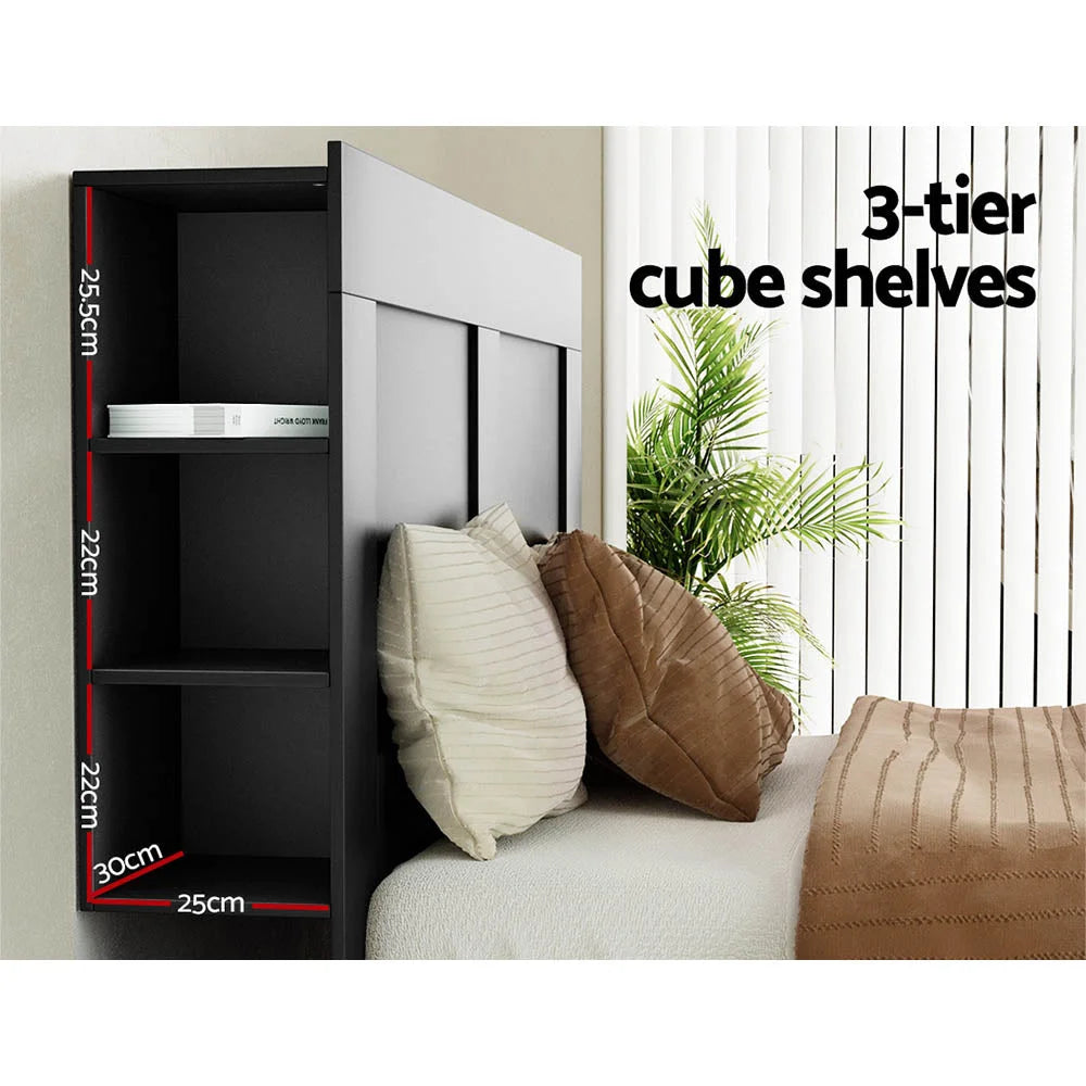 Bed Frame Double Size Headboard with Shelves Bedhead Base