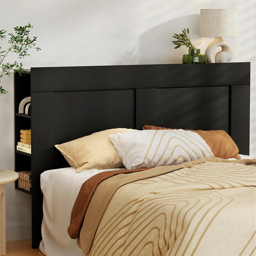 Bed Frame Double Size Headboard with Shelves Bedhead Base