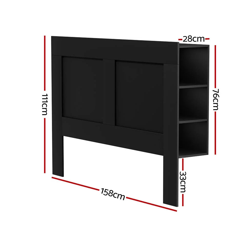 Bed Frame Double Size Headboard with Shelves Bedhead Base