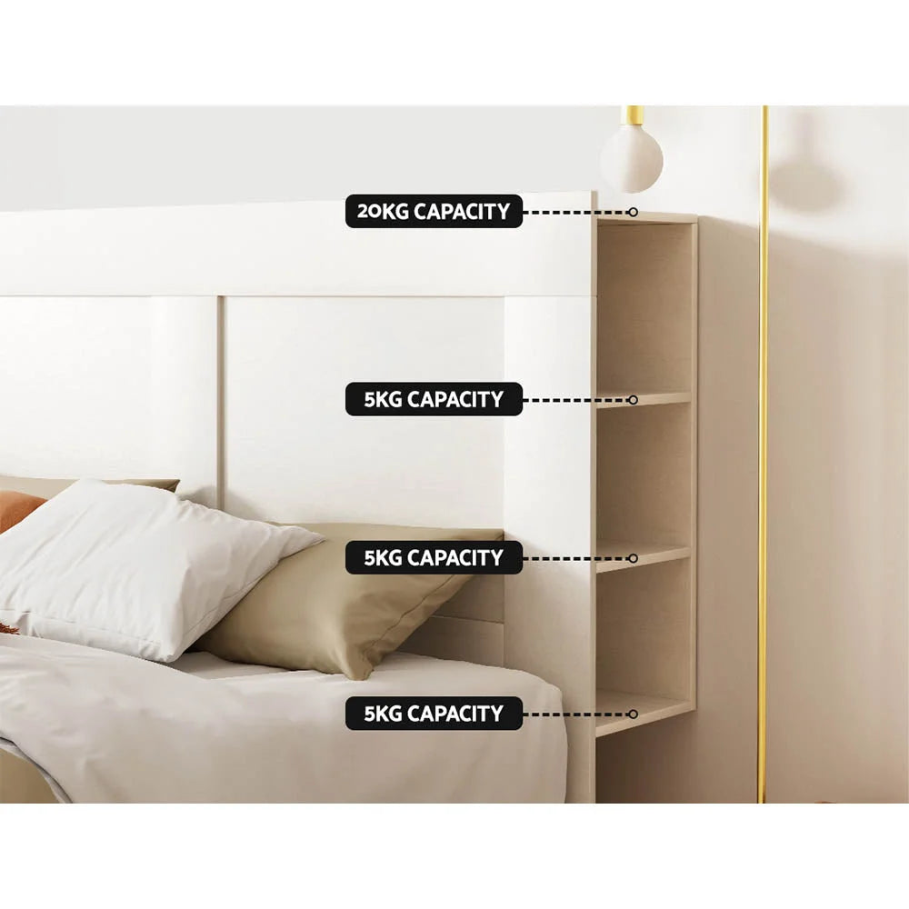Bed Frame Double Size Headboard with Shelves Bedhead Base