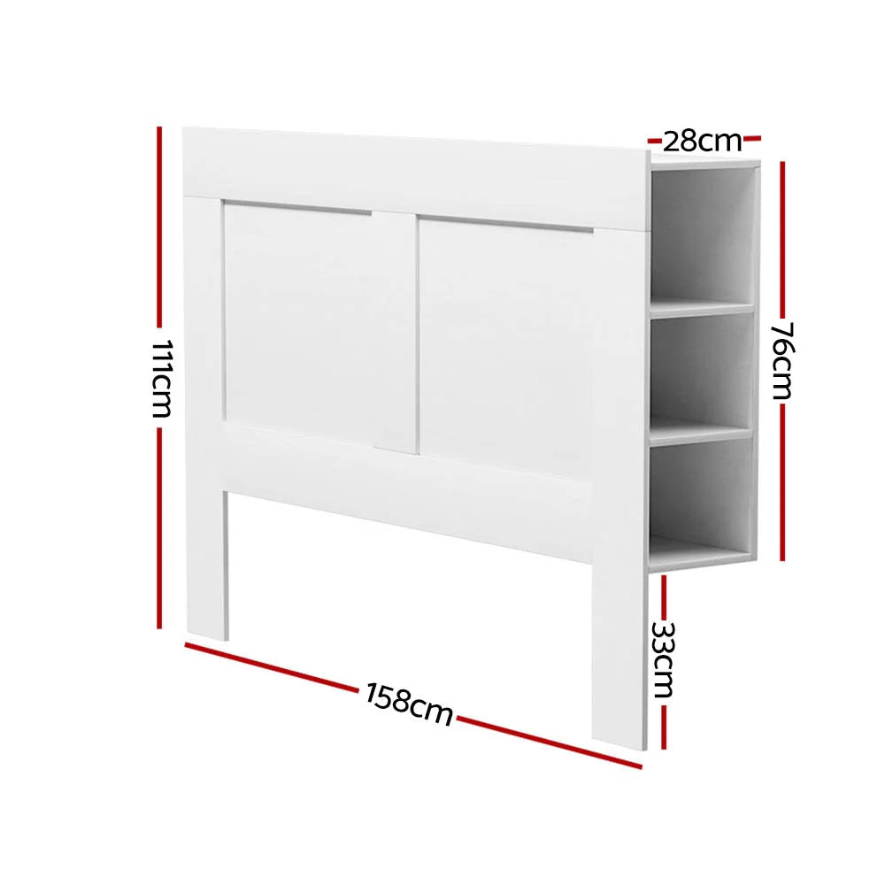 Bed Frame Double Size Headboard with Shelves Bedhead Base