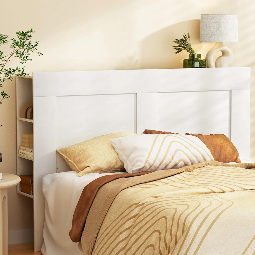 Bed Frame Double Size Headboard with Shelves Bedhead Base
