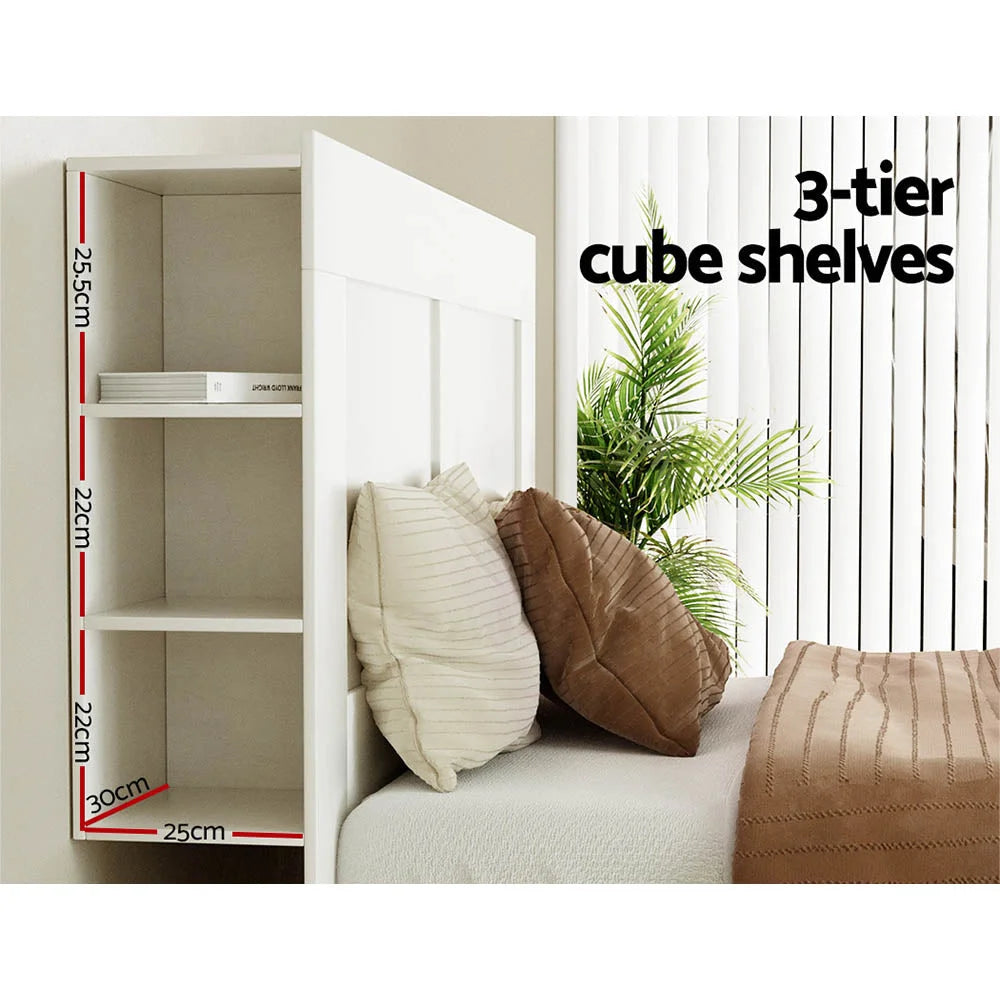 Bed Frame Double Size Headboard with Shelves Bedhead Base