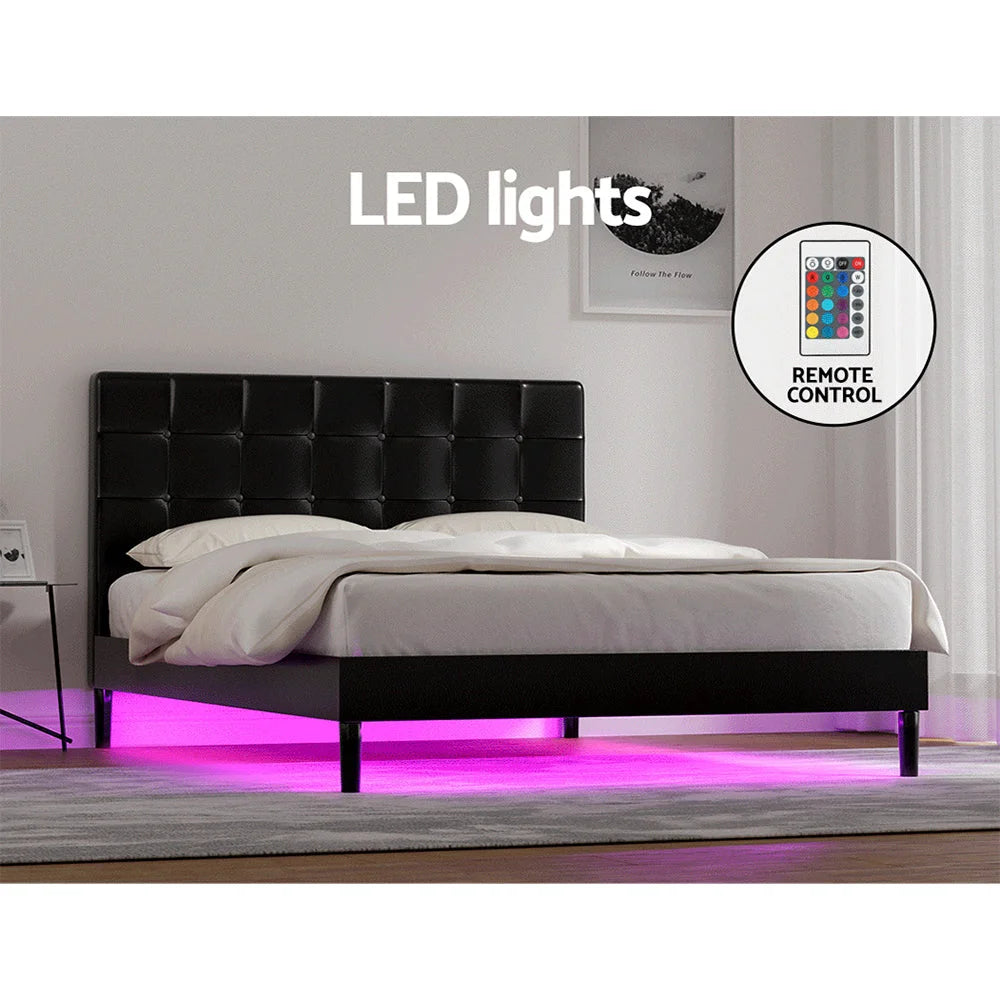 Bed Frame Double Size LED - Black RAVI