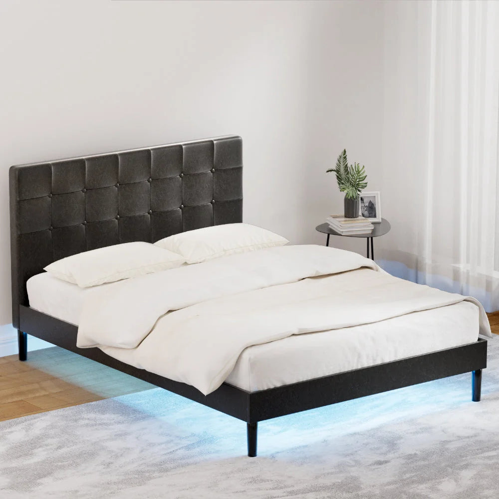 Bed Frame Double Size LED - Black RAVI