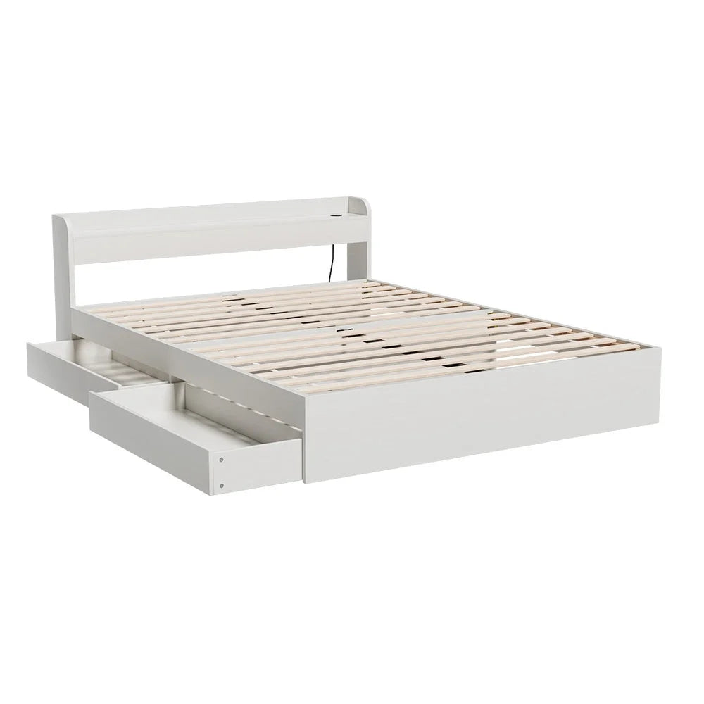 Bed Frame Double Size Mattress Base with Charging Ports