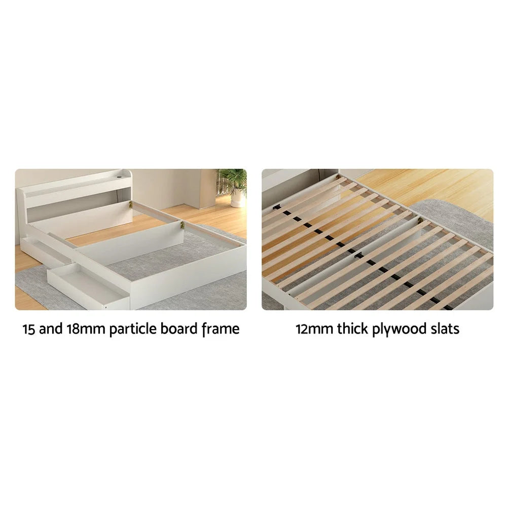 Bed Frame Double Size Mattress Base with Charging Ports