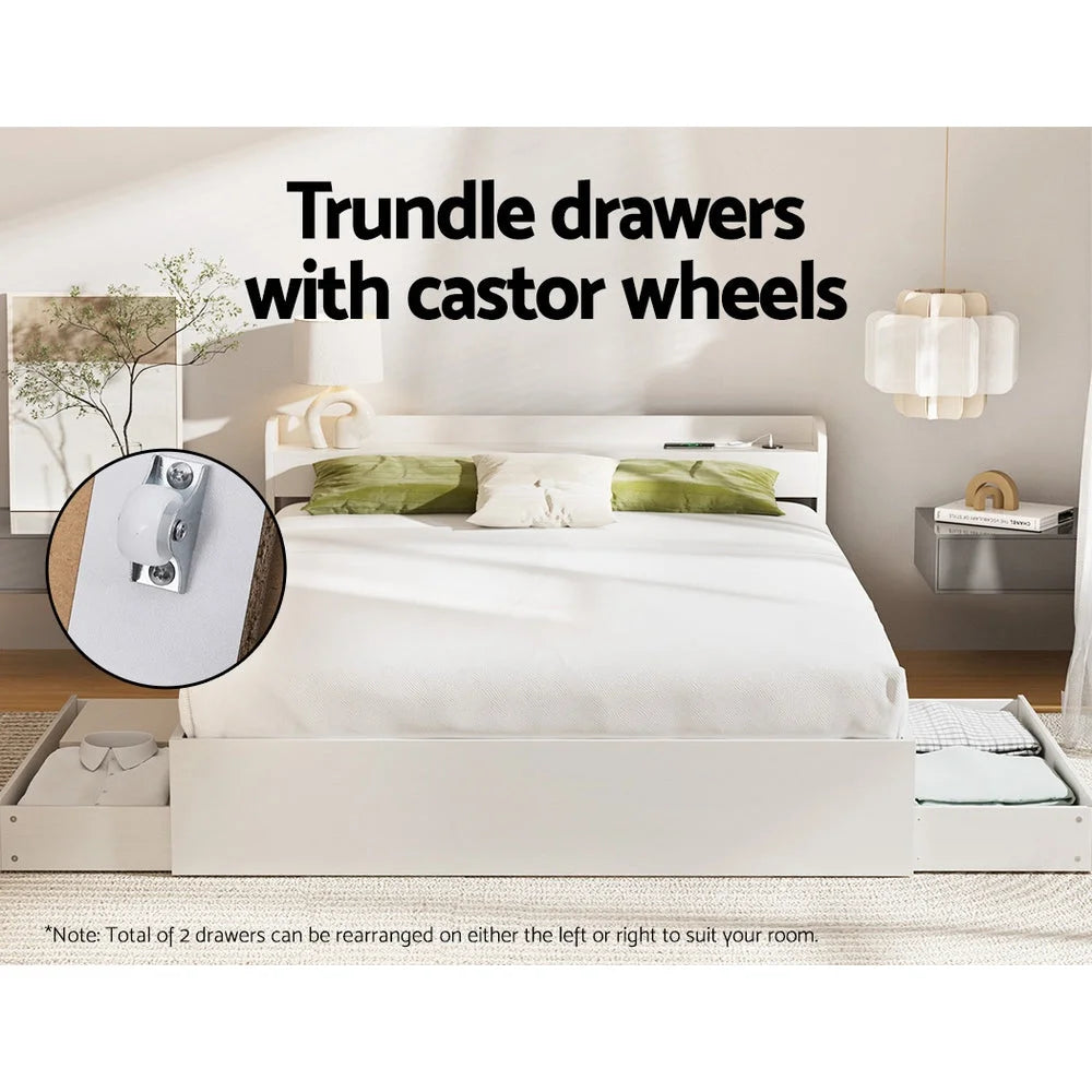 Bed Frame Double Size Mattress Base with Charging Ports