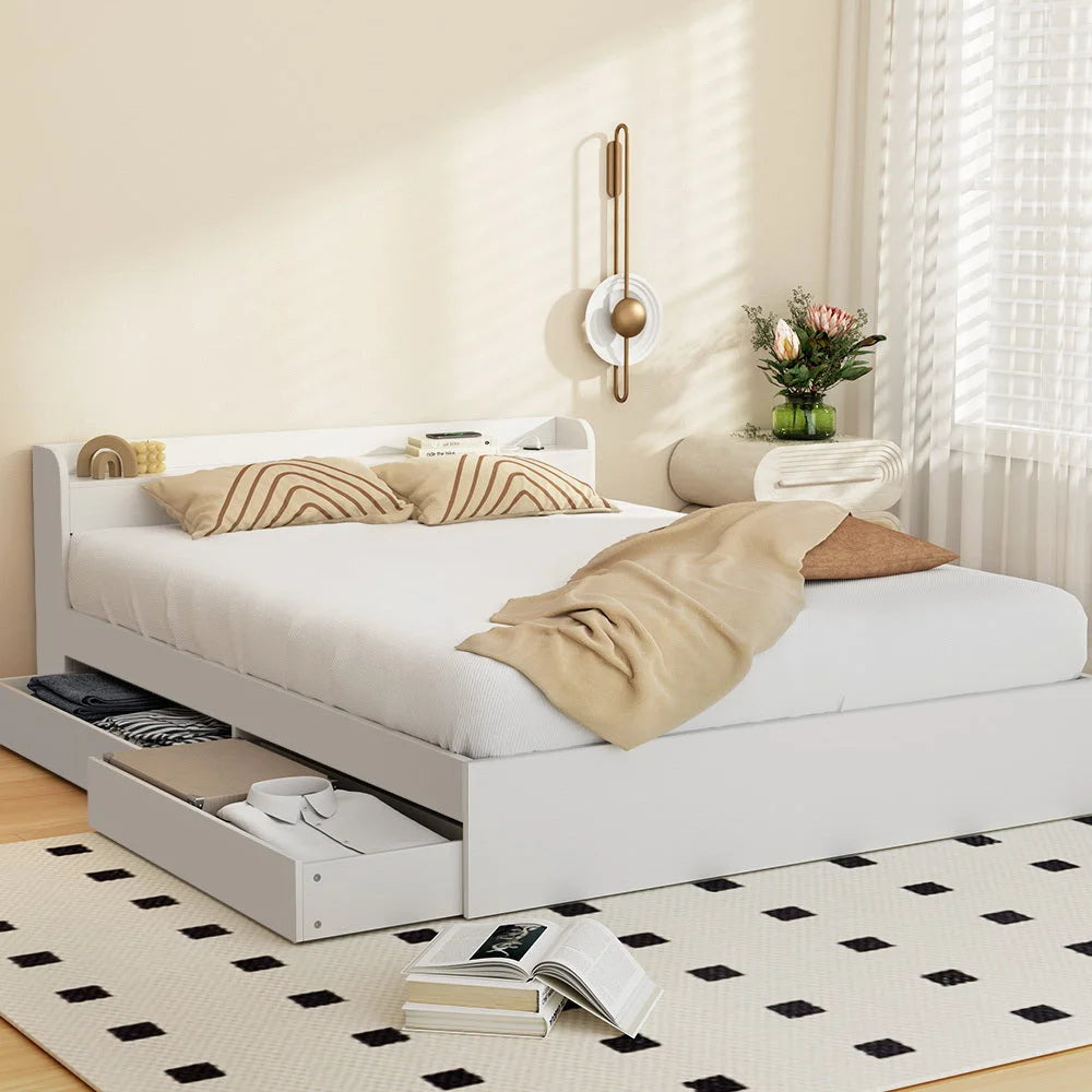 Bed Frame Double Size Mattress Base with Charging Ports