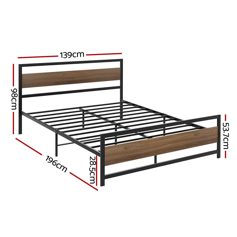 Double black wooden bed frame