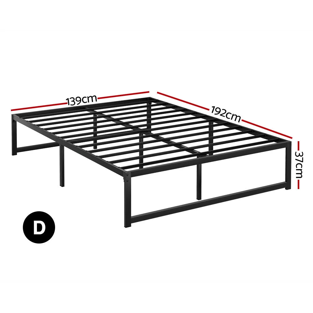 Black metal bed frame with double size tino