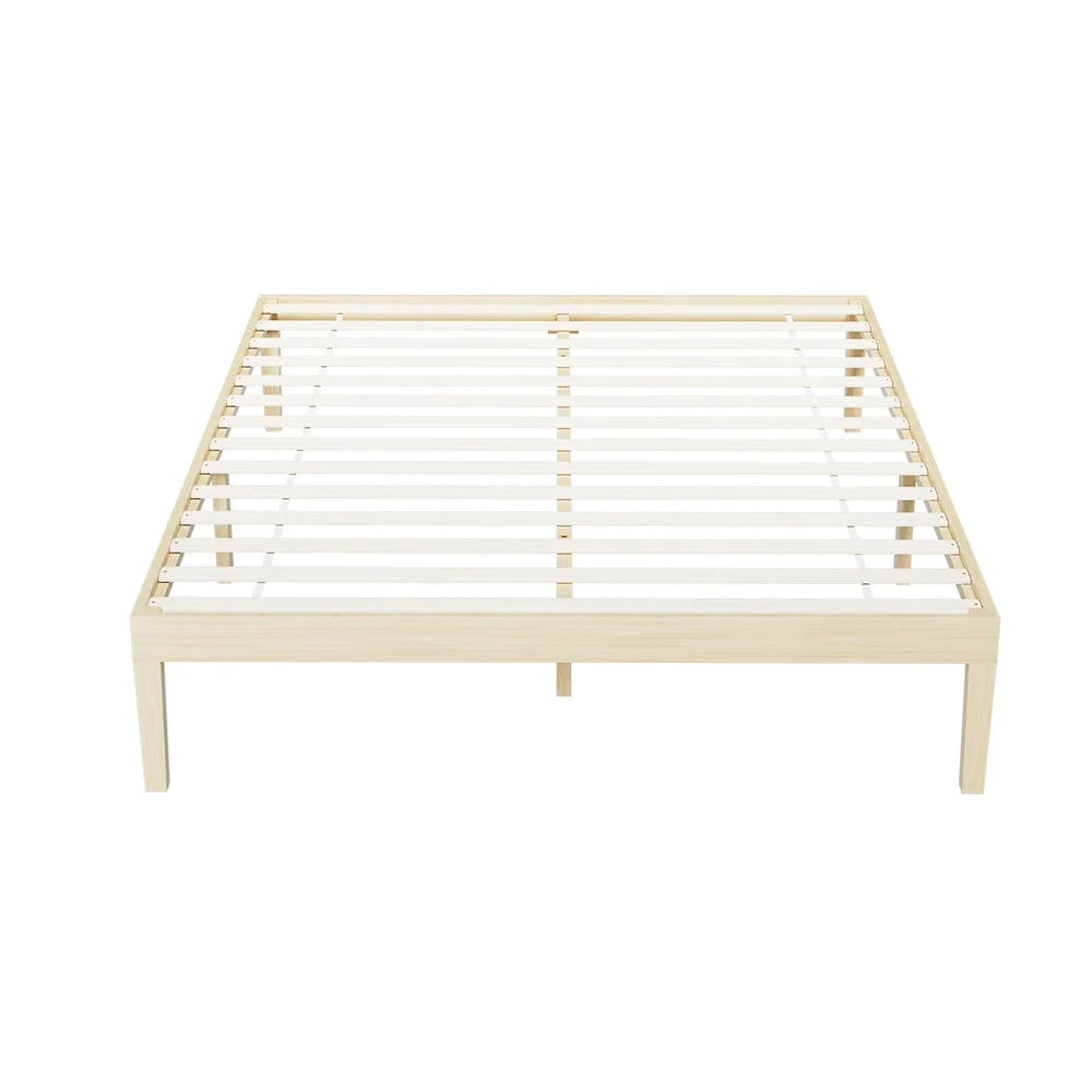 Wooden mattress with layered cushioning and fabric casing
