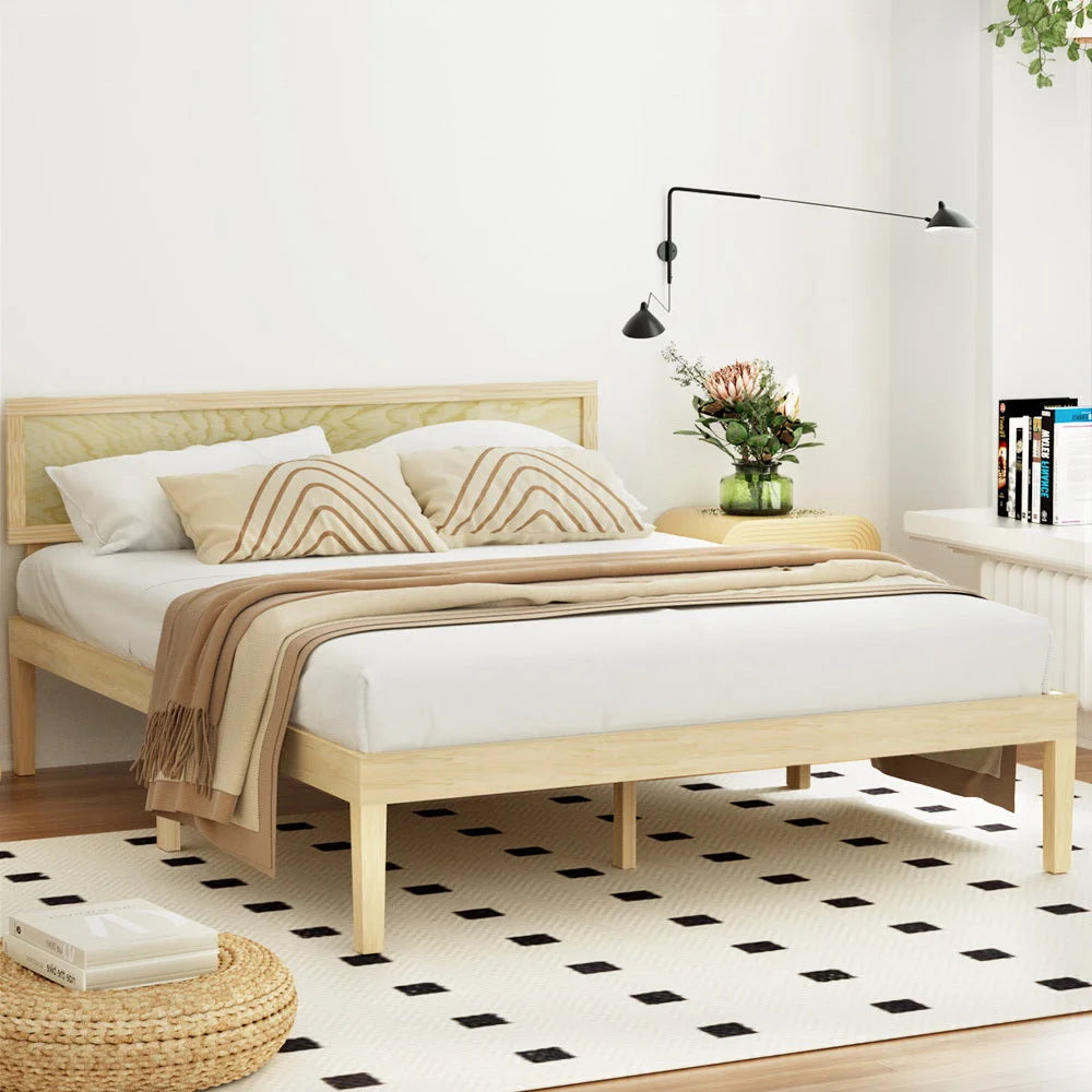 Bed Frame Double Size Wooden Base Mattress Platform Timber