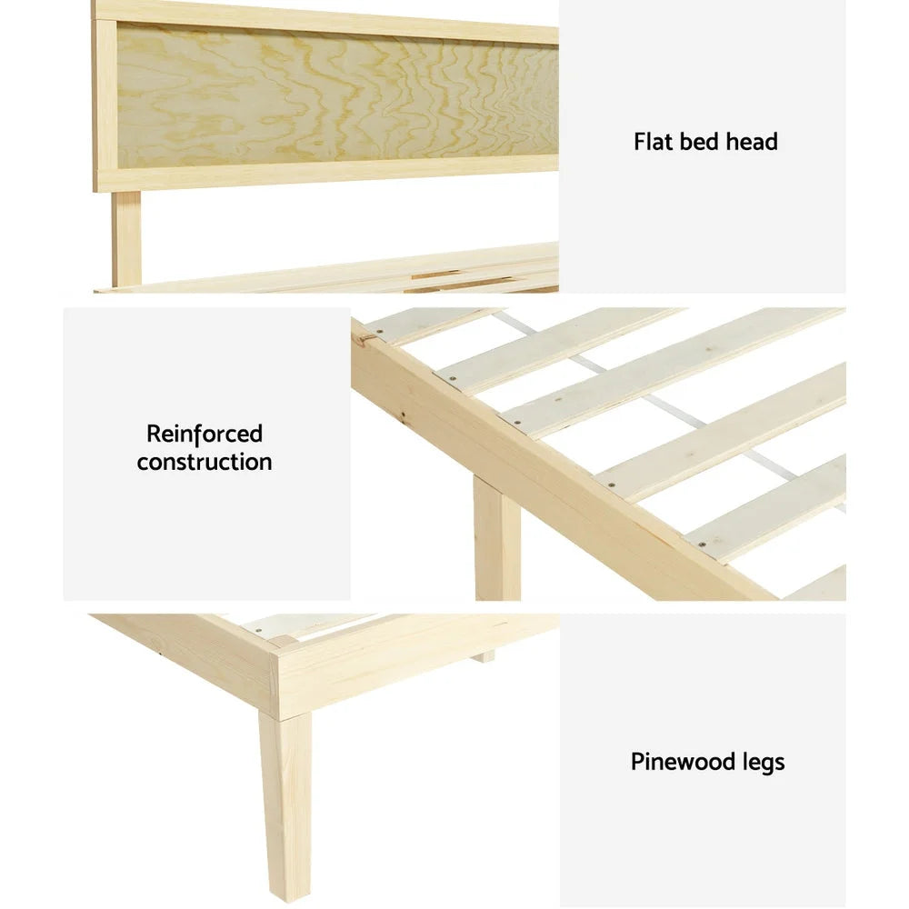 Bed Frame Double Size Wooden Base Mattress Platform Timber