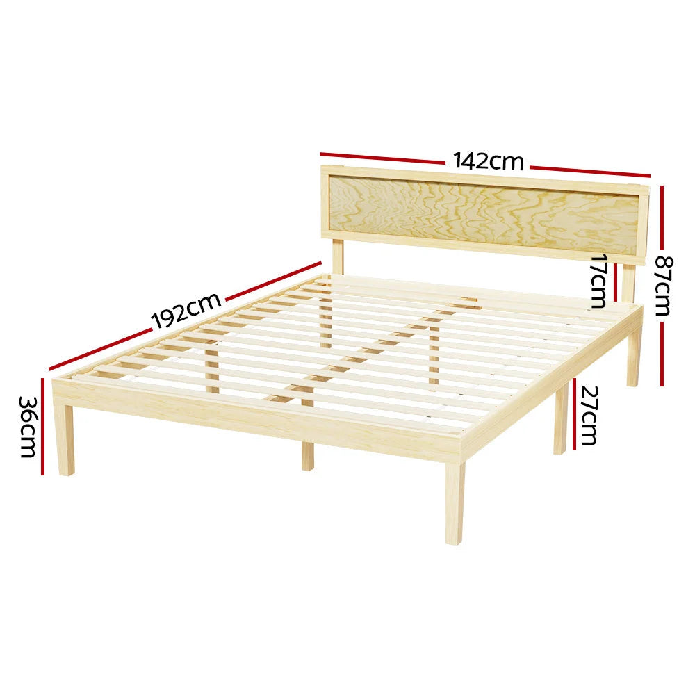 Bed Frame Double Size Wooden Base Mattress Platform Timber