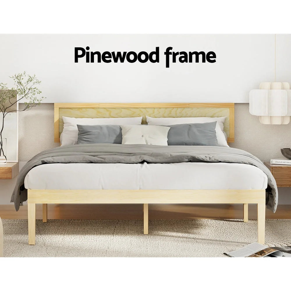 Bed Frame Double Size Wooden Base Mattress Platform Timber