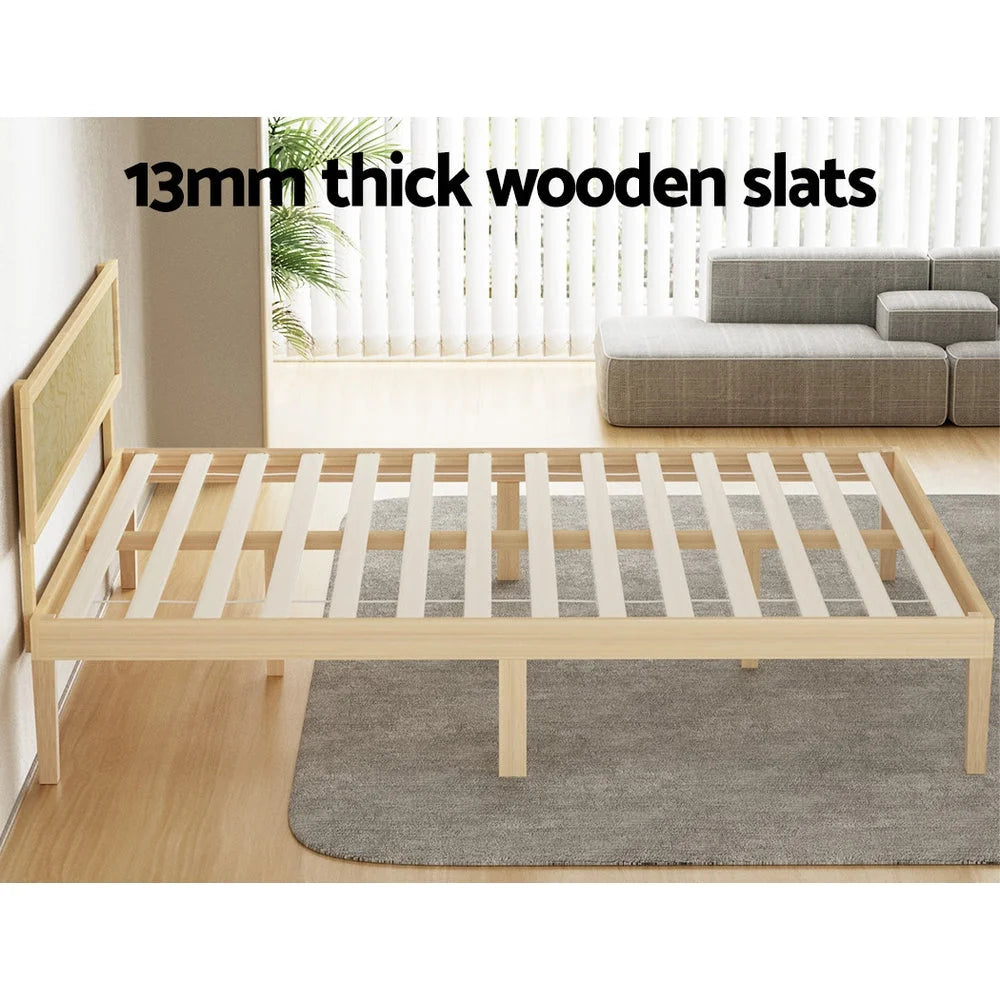 Bed Frame Double Size Wooden Base Mattress Platform Timber