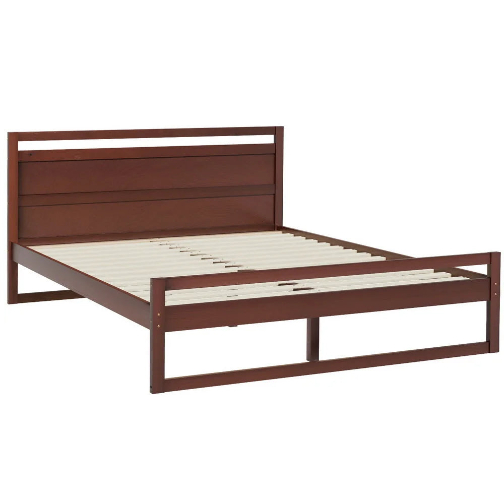 Bed Frame Double Size Wooden - Walnut WITTON - Furniture