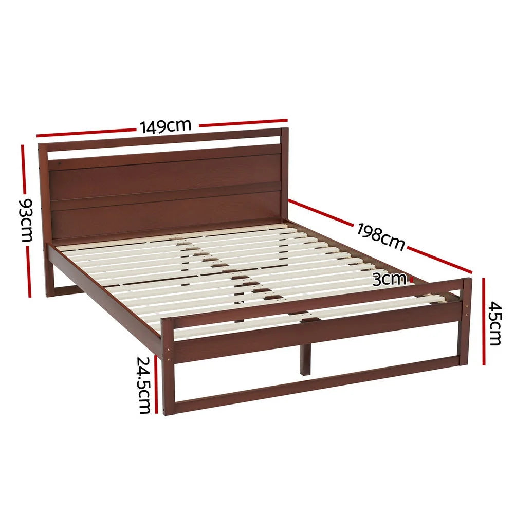 Bed Frame Double Size Wooden - Walnut WITTON - Furniture
