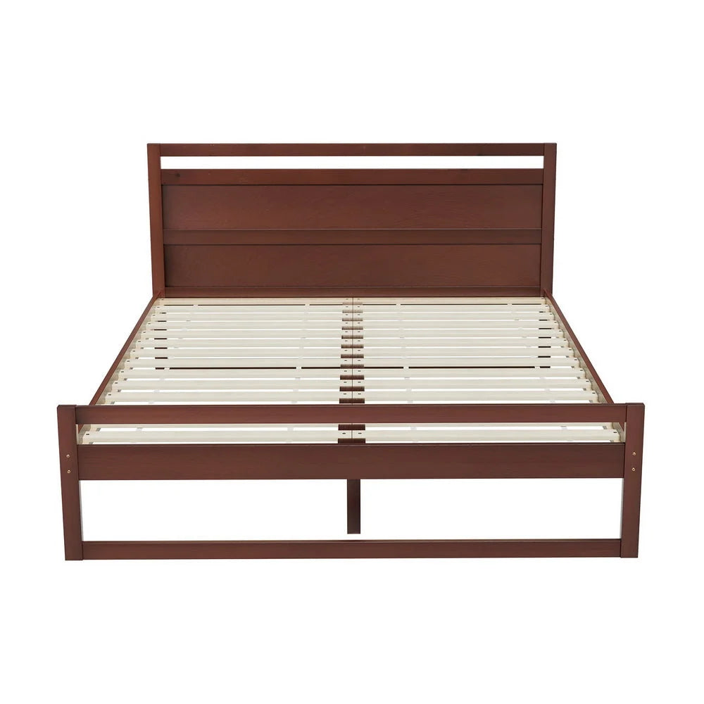 Bed Frame Double Size Wooden - Walnut WITTON - Furniture