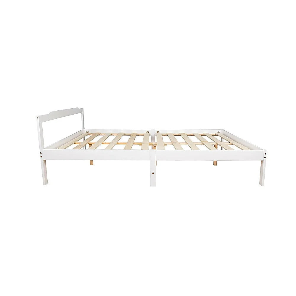 Bed Frame Double Wooden Home Furniture White - Furniture
