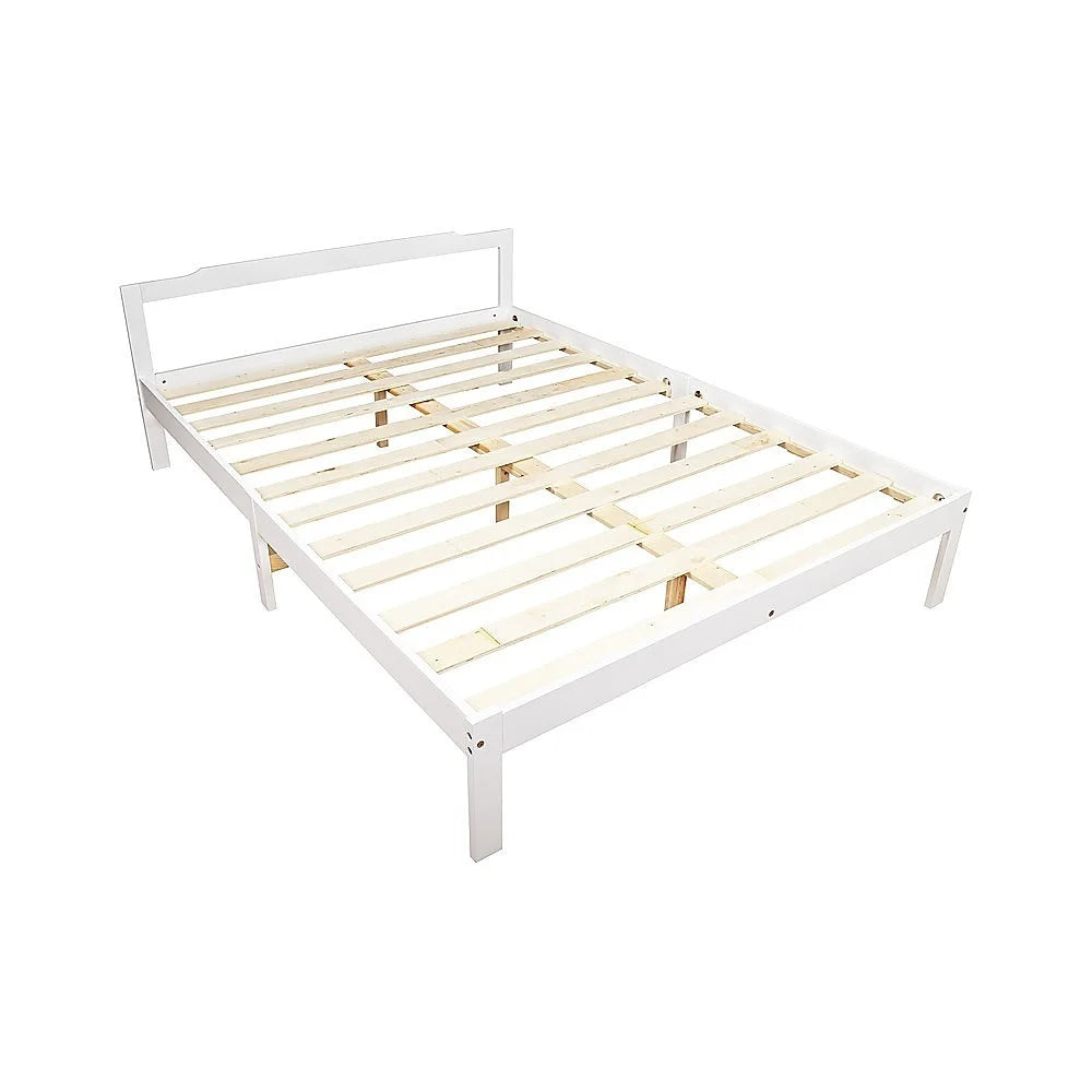 Bed Frame Double Wooden Home Furniture White - Furniture