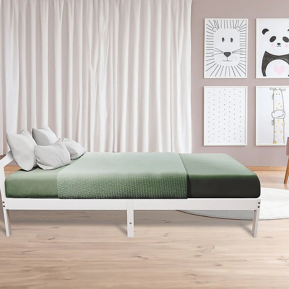 Bed Frame Double Wooden Home Furniture White - Furniture