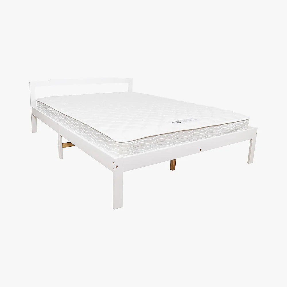 Bed Frame Double Wooden Home Furniture White - Furniture