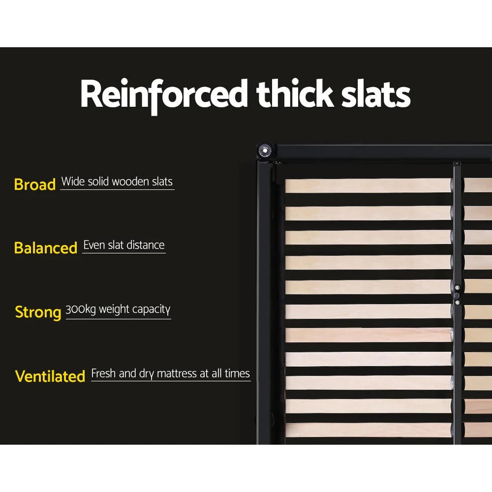 Bed Frame Fabric Gas Lift Storage - Grey King Issa - Bedroom