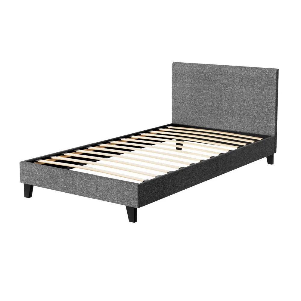 Bed Frame Fabric - Grey King Single - Bedroom
