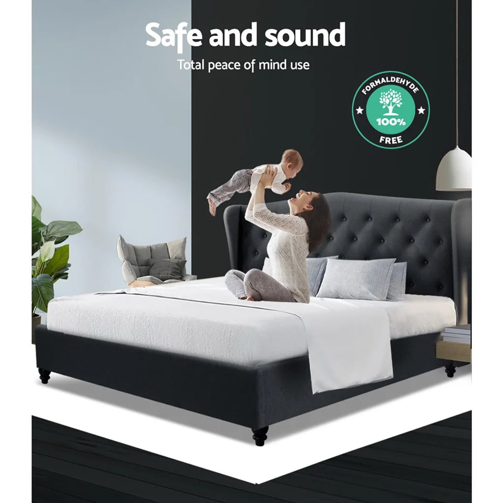 Bed Frame Fabric Pier Charcoal King - Bedroom