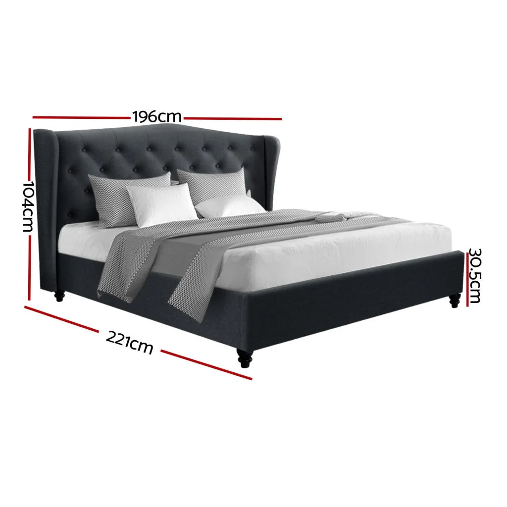 Bed Frame Fabric Pier Charcoal King bedroom 330