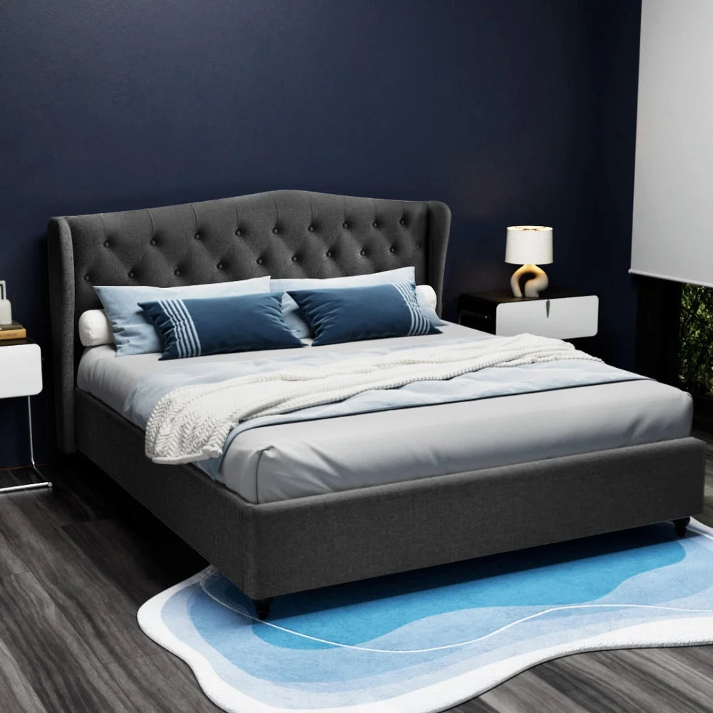 Bed Frame Fabric Pier Charcoal King bedroom 339