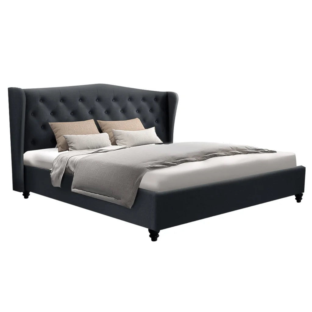 Bed Frame Fabric Pier Charcoal King - Bedroom