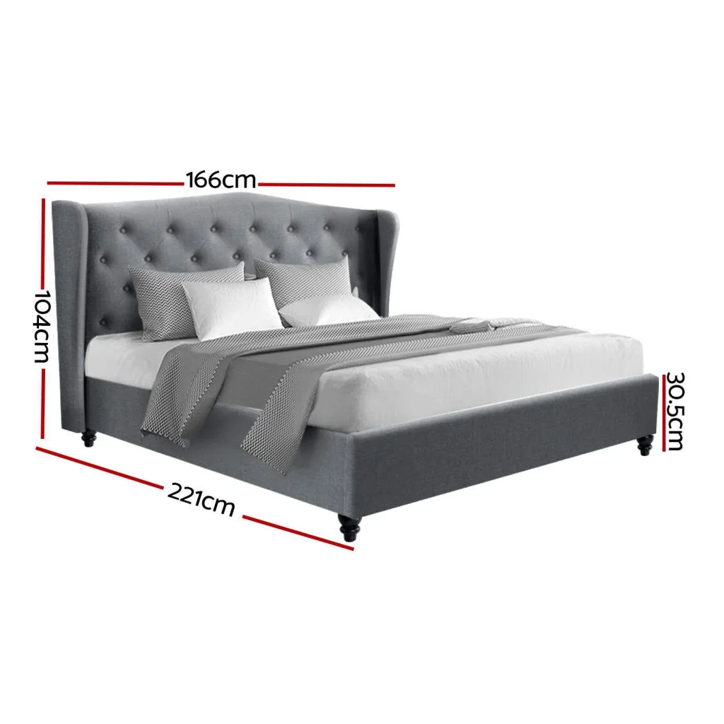 Queen grey fabric bed frame