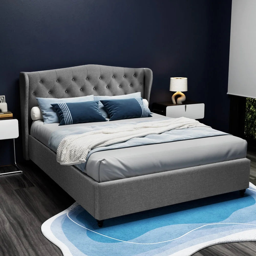 Bed frame with pier queen bedroom headboard