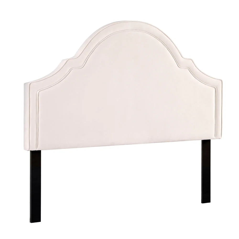 Bed Frame Headboard Queen Velvet IRIS - Beige - Furniture